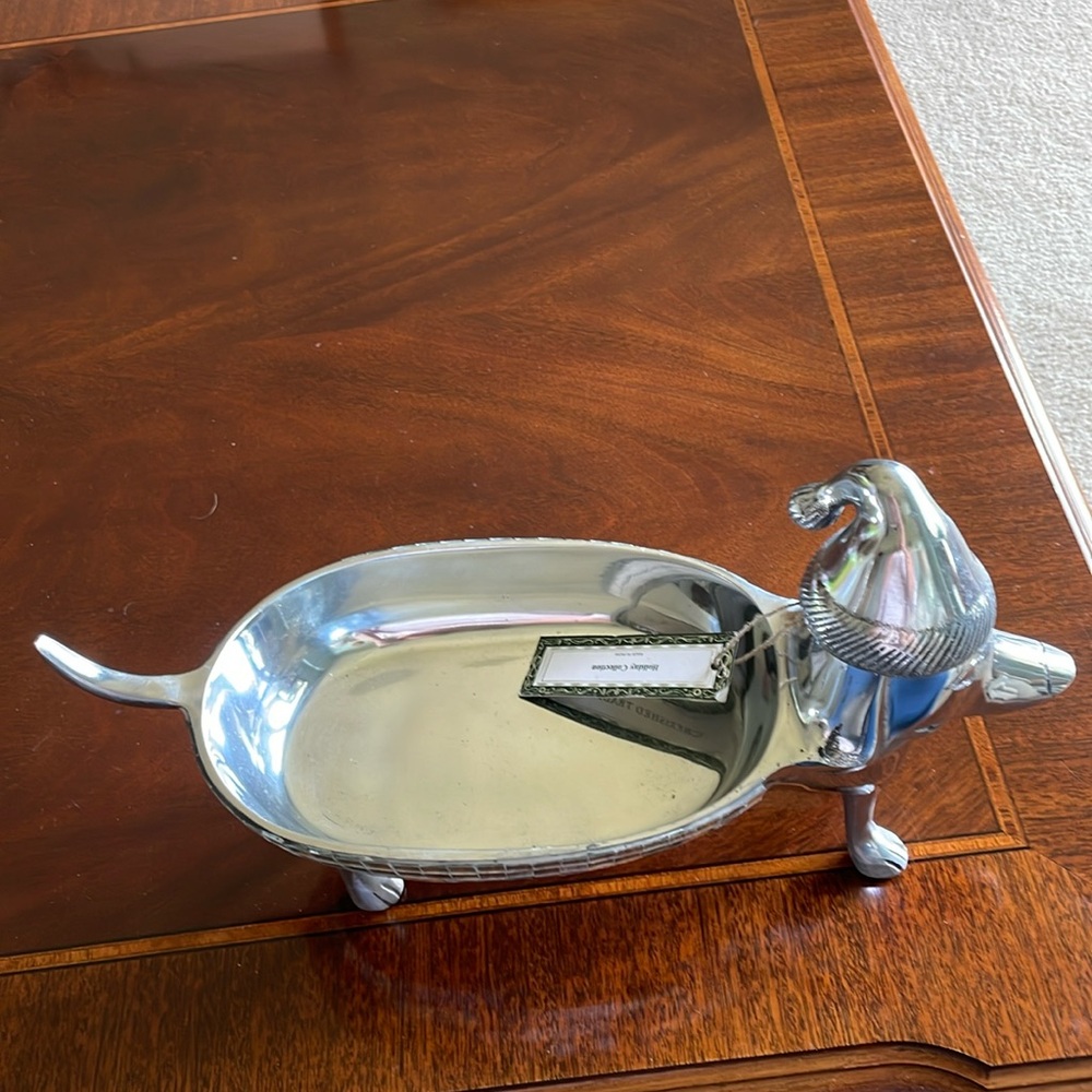 Mirrored mental dachshund themed Santa serving/candy dish - Picture 8 of 15